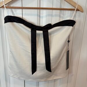 Emerson Lang‎ White Bow Strapless Top Size Large